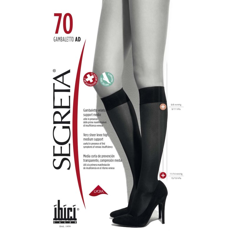 70 den Gambaletto Knstrmper Sort