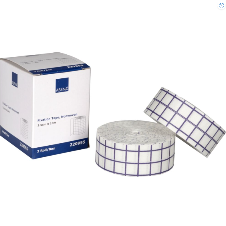 Fikseringstape, ABENA,  hvid, elastisk, p� rulle, perforeret, latexfri, usteril