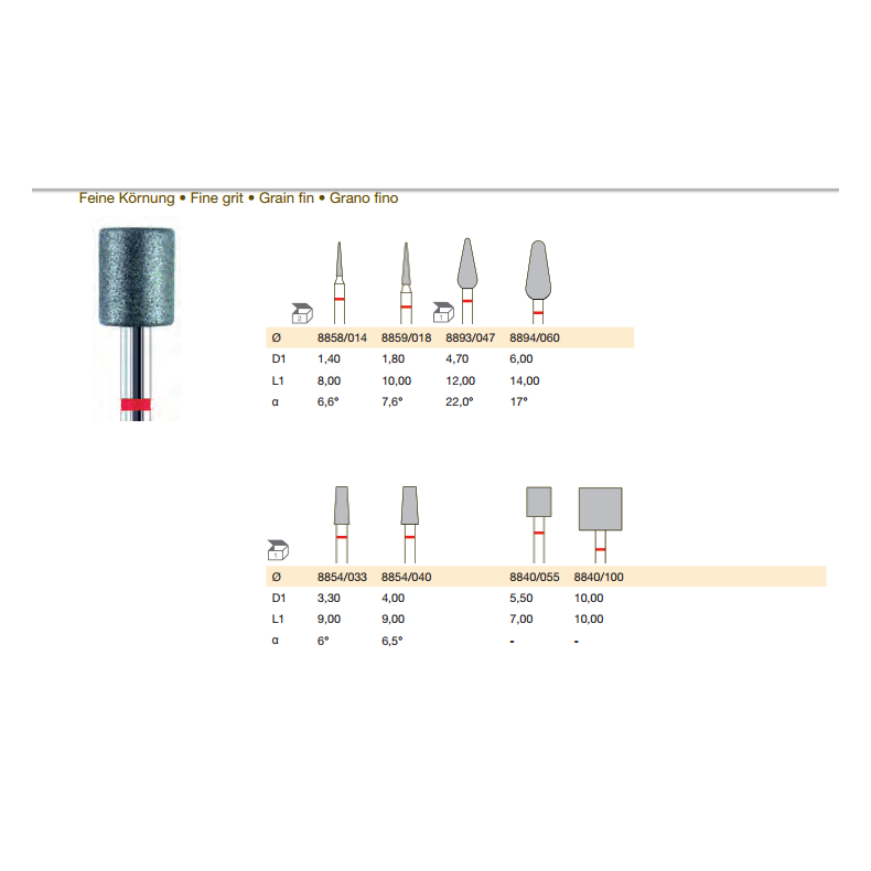 Diamant bor fin cylinder form 8840