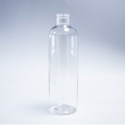 Flaske 200 ml klar Boston tall/24 mm/PET/husk at vlge lg