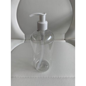 Flaske med pumpe 500 ml. klar plastik