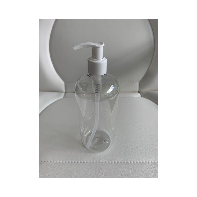 Flaske med pumpe 500 ml. klar plastik