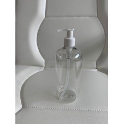 Flaske med pumpe 500 ml. klar plastik