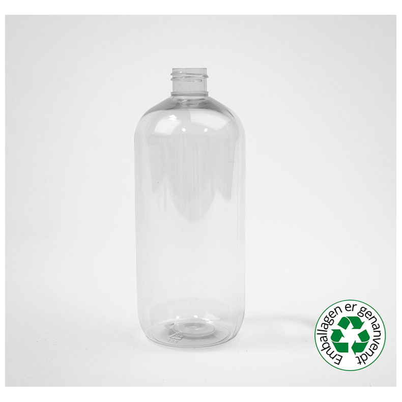 Flaske 500 ml. klar plastik rund /husk at v�lge l�g
