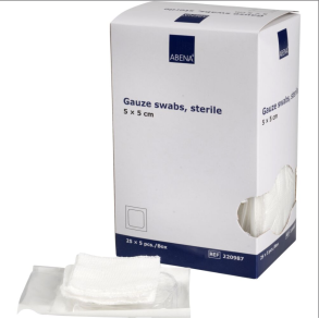 Gazekompres 5X5 cm. steril 8 lags hvid, Abena