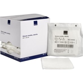 Gazekompres, ABENA, 8-lags, 10x10cm, hvid, 17-trds, 5 stk./pouch, latexfri, steril
