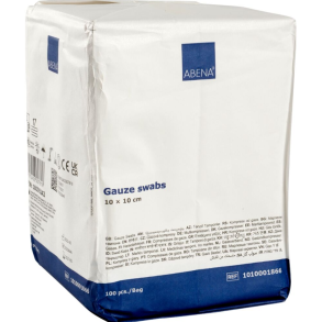 Gazekompres, ABENA, 12-lags, 10x10cm, hvid, 17-tr�ds, latexfri, usteril