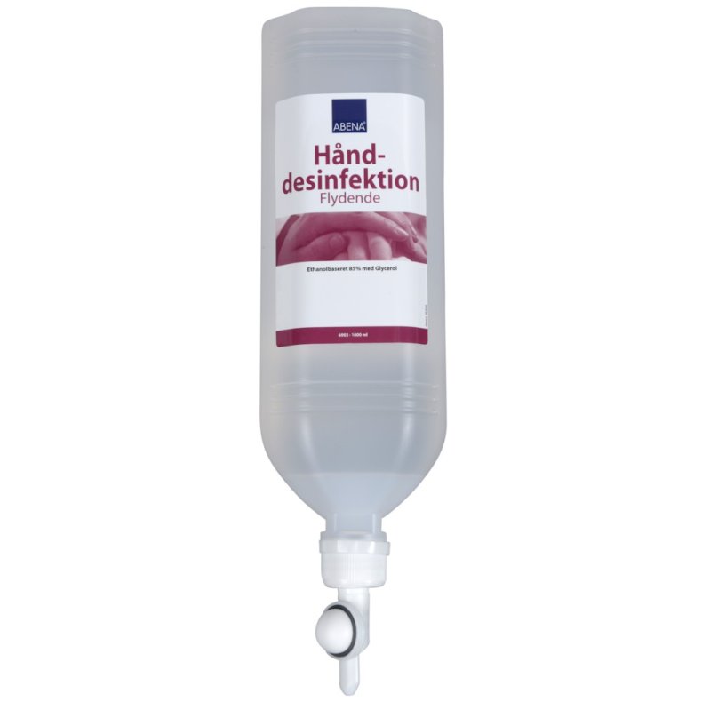 Hnddesinfektionsgel, ABENA, 1000 ml, 85% ethanol, standbag flaske til stldispenser