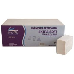 Hndkldeark Pristine Extra soft M-fold 3 lag nyfiber 20.6x32x8 cm