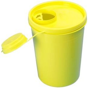 Kanylebeholder, gul, med kanyleaftrk, UN godkendt, 1,5 l