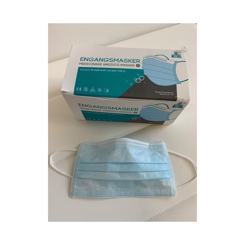 Mundbind med re elastik sk. af 50 stk. FDA,CE EN 14683