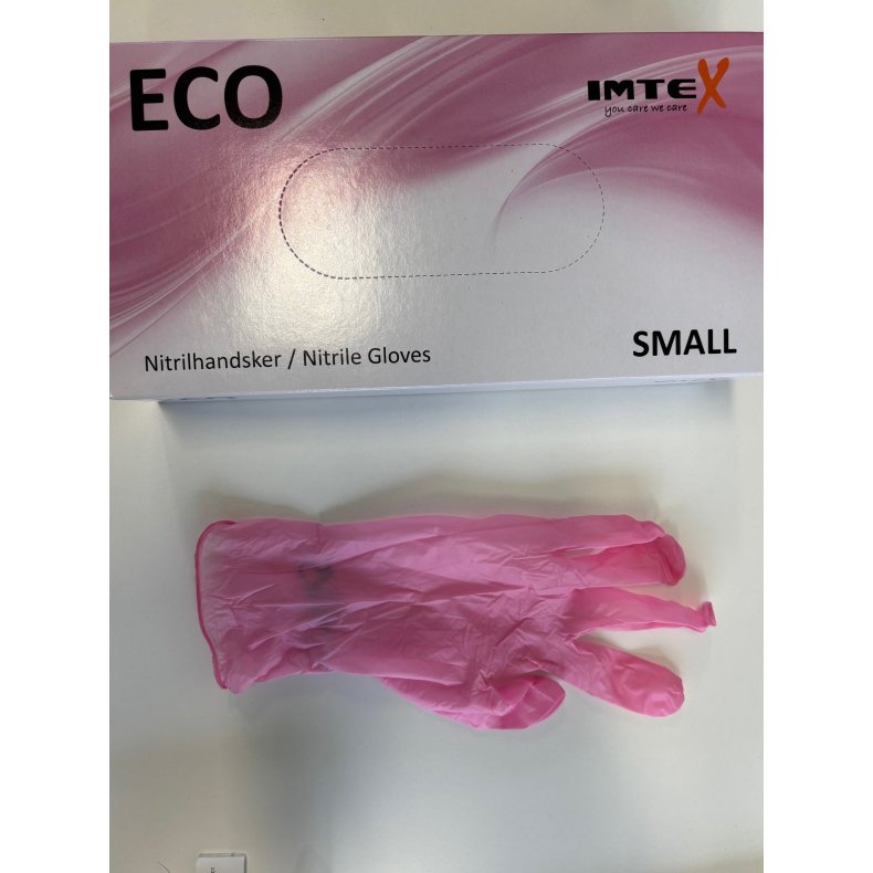 Nitril Eco Pink handsker Small 100 stk.